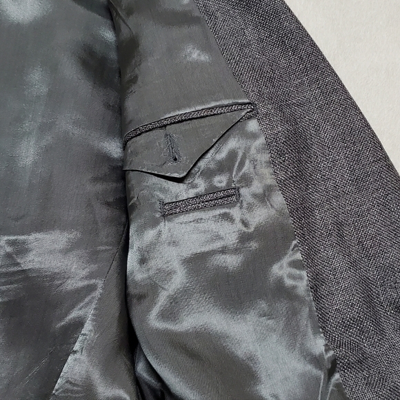 VINTAGE 70s Grey Tweed Wool Single Breasted Notched Lapel Fitted Blazer Jacket - Picture 12 of 15